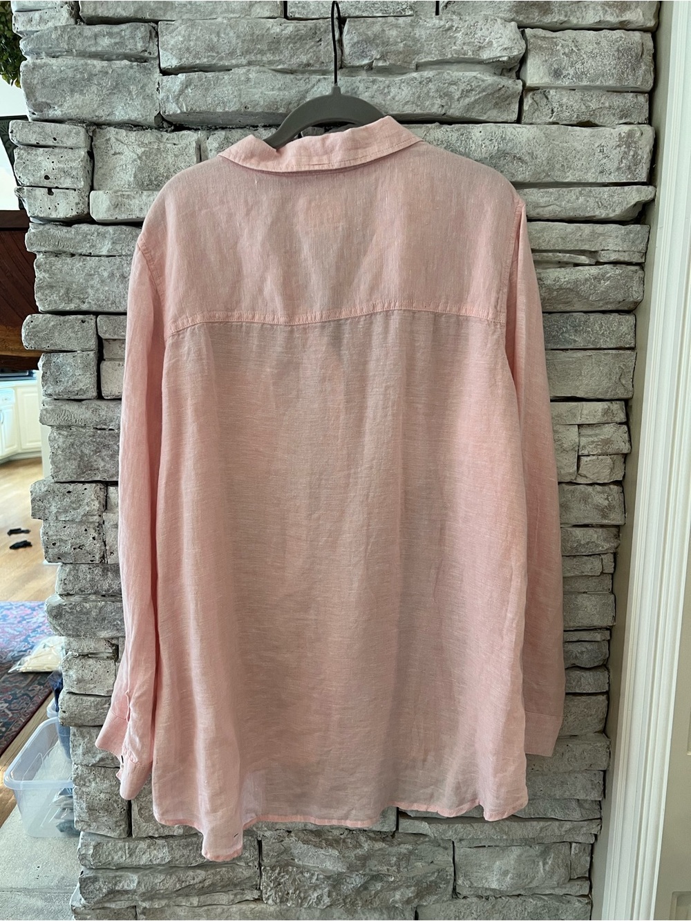 Sigrid Oslen Light Pink 100% Linen Button-Down Shirt Size XL - Picture 2 of 4